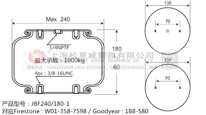 JBF240-180-1橡膠<a href='http://m.webabroad.cn/' target='_blank'><u>空氣彈簧</u></a>