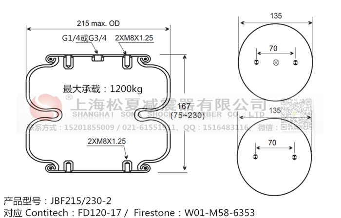 JBF215/230-2橡膠<a href='http://m.webabroad.cn/' target='_blank'><u>空氣彈簧</u></a>