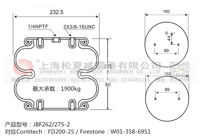 JBF262/275-2橡膠<a href='http://m.webabroad.cn/' target='_blank'><u>空氣彈簧</u></a>